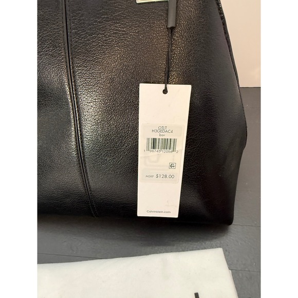 Calvin Klein Granite Satchel Black With Magnetic Snap MISSING CROSSBODY STRAP - Picture 5 of 13